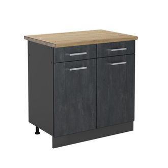 Vicco Mueble Bajo De Cocina R-line, Hormig&oacute;n Negro, 80 Cm Et Roble