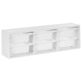 Beliani Estanter&iacute;a De Pared Con 6 Cestas Habitaci&oacute;n Infantil Tablero De Part&iacute;culas Pl&aacute;stico Blanco Tobin