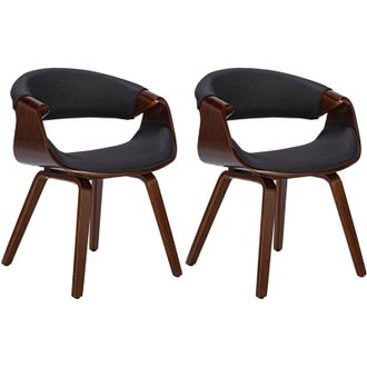 Clp Clp - Set De 2 Sillas De Comedor Foley Nogal/negro Tela