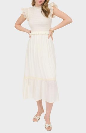 Blu Pepper Smocked Maxi Dress in Ivory at Nordstrom Rack, Size Medium