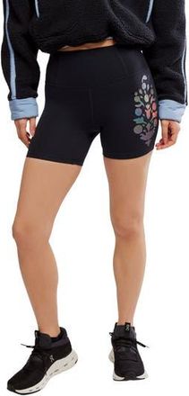 Free People Movement Metallic Logo Never Better Bike Shorts in Black/Rainbow at Nordstrom Rack, Size X-Small