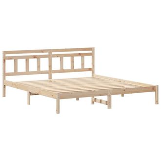 Berkfield Home with Headboard Brown 200 x 200 cm Pine wood in Beige