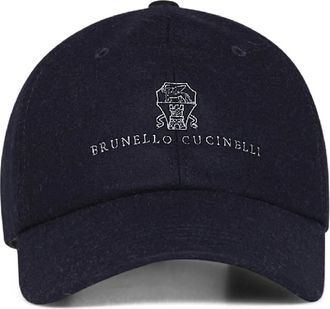 Brunello Cucinelli Baseballpet van scheerwolflanel - Heren - Petten - Blauw - S - Wol - Accessoires