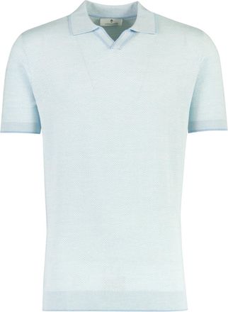 Thomas Maine v-hals poloshirt Thomas Maine lichtblauw merinowol