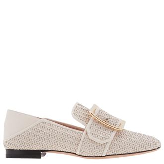 Bally Janelle Interlaced Leather Loafers, Brand Size 35 ( US Size 4.5 )