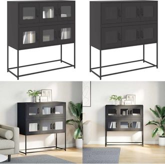 vidaXL Credenza Nera 100,5x39x107 cm in Acciaio Laminato a Freddo - Credenza nera - Credenza da cucina