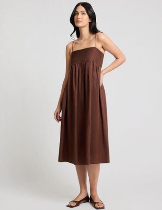 Onia A-Line Pintuck Midi Dress in Brown at Nordstrom, Size X-Small