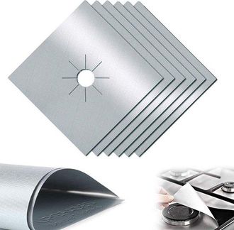OEM 6 Piezas De Placas Protectoras De Tefl&oacute;n Plateado Para Encimeras De Gas, Protecci&oacute;n Anticorrosi&oacute;n Y Antiadherente Para Cocinas