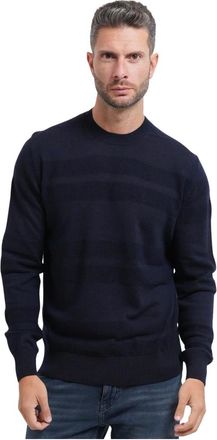 HUGO BOSS Crew Neck Sweater - Heren - Ronde hals truien - Blauw - S - Wol - Truien & Vesten