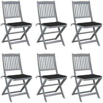 vidaXL Vidaxl - Sedie da Giardino Pieghevoli 6pz con Cuscini in Massello Acacia