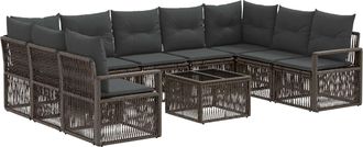 vidaXL Conjunto De Sof&aacute;s De Jard&iacute;n 10 Uds. Gris Rat&aacute;n Sint&eacute;tico Vidaxl