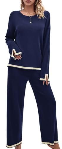 Survêtement Femme 2 Pièces Chic Élégant – Ensemble Jogging Oversize Rayé Manches Longues + Pantalon Large Fluide – Sport Yoga Fitness Décontracté