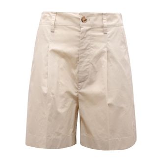 Woolrich Poplin Short - Dames - Korte Broeken - Beige - W27 - Katoen - Korte Broeken