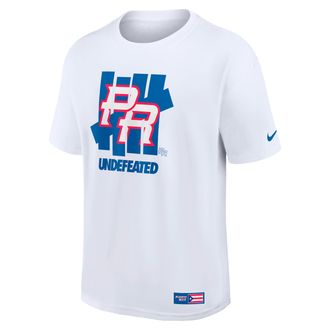 Nike Puerto Rico National Baseball Team 2026 World Baseball Classic Complex Undefeated Nike Mens T-Shirt in White | 06I110AW8E-T88