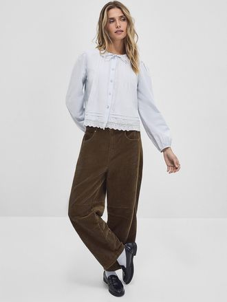 Icone Womens Scalloped tie-neck blouse