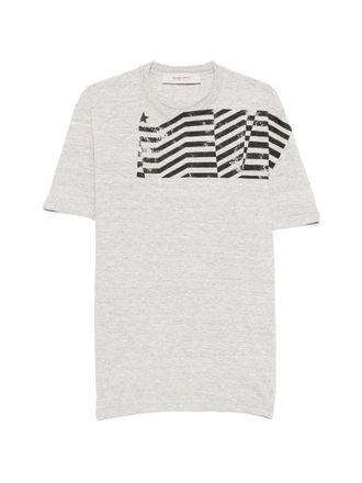 Golden Goose Journey Unisex Regular T-shirt Cotton Slub Jersey Flag Print