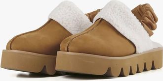 All Black Womens Sherpa Sling Mule In Brown