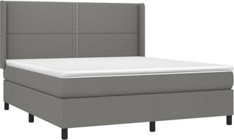 vidaXL Vidaxl - Cama Box Spring Colch&oacute;n Y Luces Led Tela Gris Oscuro 160x200 Cm