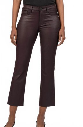 Kut from the Kloth Kelsey High Rise Ankle Flare Coated Pants In Brown