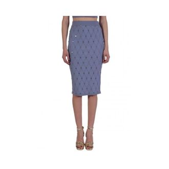 Elisabetta Franchi Rokken, Dames, Paars, L, Polyester, Metallic Logo Knitted Rok