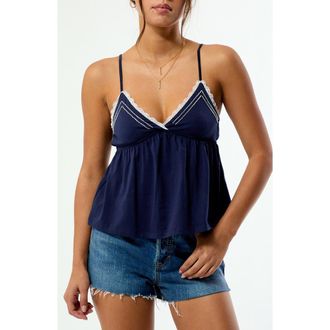 PacSun Elena Beaded Babydoll Camisole in Navy at Nordstrom, Size Xx-Small