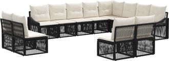 vidaXL Conjunto De Sof&aacute;s De Jard&iacute;n 12 Uds. Negro Rat&aacute;n Sint&eacute;tico Vidaxl
