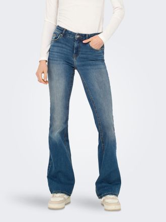 Only Bootcut-Jeans ONLY ONLBLUSH MID FLARED DNM DOT741 NOOS, Damen, Gr. S (36), L&auml;nge 30, blau (medium blau denim), Denim/Jeans, Obermaterial: 92% Baumwoll