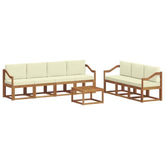 vidaXL Conjunto De Sof&aacute;s De Exterior Con Coj&iacute;n 8 Pcs Natural Y Crema Vidaxl
