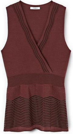 Motivi Top van gestructureerd breisel - Dames - V-hals truien - Bruin - S - Polyester - Truien & Vesten