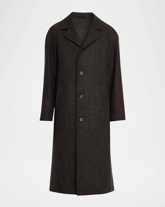 Anderson & Sheppard Men & apos;s Herringbone Wool Overcoat