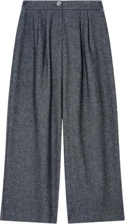A|X Armani Exchange M8049 Visgraat Broek - Dames - Wijde Broeken - Grijs - XS - Wol - Broeken