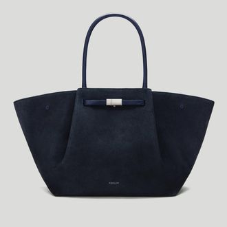 DeMellier The New York in Midnight Blue Suede & Midnight Blue Smooth Leather Shoulder bag