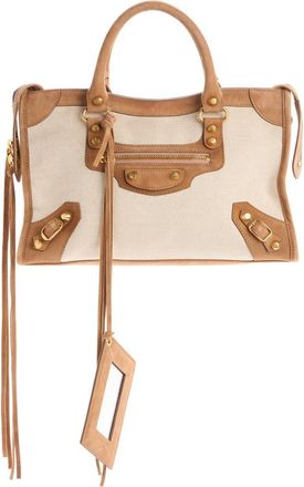 Balenciaga Small Le City Canvas & Leather Bag in 9226 Natural/camel at Nordstrom
