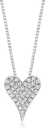 RS Pure by Ross-Simons Pave Diamond Heart Necklace in Sterling Silver