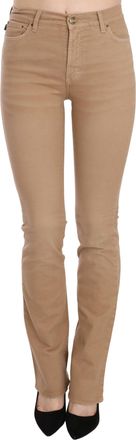 Just Cavalli Brown Cotton Stretch Mid Waist Skinny Trousers Womens Pants