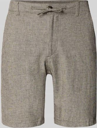 Selected Regular Fit Chinoshorts aus Baumwoll-Leinen-Mix Modell BRODY in Stein Melange, Gr&ouml;&szlig;e XXL