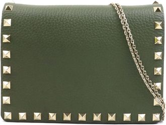 Valentino Garavani Khaki Leather Chain/Shoulder Wallet (Pre-Owned)