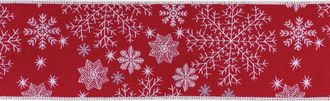 Melrose International Festive Snowflake Ribbon 4 x 5 yds. - Red, White