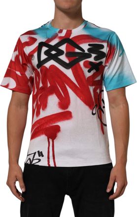 Dolce & Gabbana Mens Printed Graphic Tee - White Cotton - Size X-Small