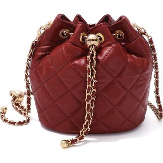 Adornia Quilted Faux Leather Bucket Bag in Red at Nordstrom Rack