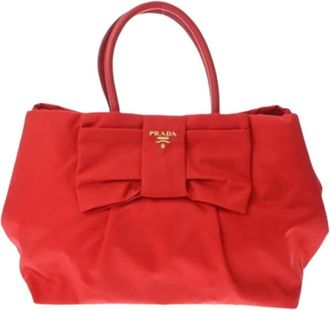 Prada Pre-owned Handbags, female, Red, Size: ONE SIZE Pre-owned Vintage Nylon Handbag