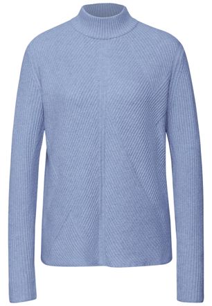 Street One Stehkragenpullover STREET ONE, Damen, Gr. 34, frosted blau meliert, Strick, Obermaterial: 37% Baumwolle, 34% Polyacryl, 26% Polyester, 3% Elasthan, un