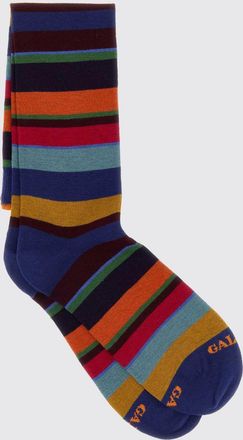 Gallo Calze alte in cotone stretch con motivo a righe multicolor e logo jacquard