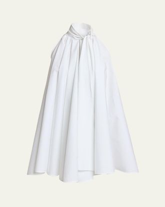 Givenchy Sleeveless Bow-Neck Pleated Poplin Mini Dress