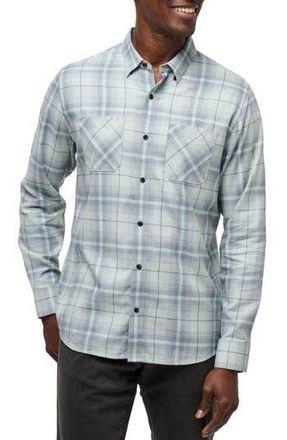 Travis Mathew Cloud Plaid Flannel Button-Up Shirt in Jadeite/elderberry at Nordstrom Rack, Size Small
