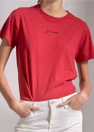 Elan Je TAime Short Sleeve Tee In Red