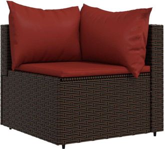 vidaXL Sof&aacute; De Esquina De Jard&iacute;n Con Cojines Rat&aacute;n Sint&eacute;tico Marr&oacute;n Vidaxl