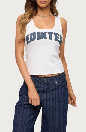 Edikted Girly Rib Tank in White at Nordstrom, Size X-Small