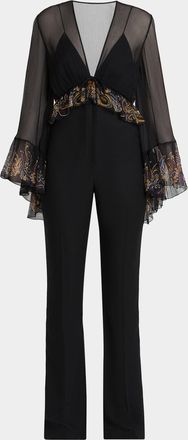 Etro Paisley Ruffle Sheer Blouse