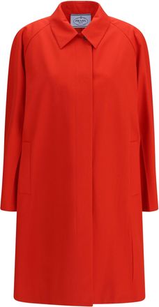 Prada Womens Coat Cotton Gabardine Red Polyester Blazers Jacket